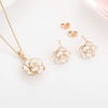 image:imageEVEVIC Rose Flower Necklace Earrings Set for Women 18K Gold Plated Hypoallergenic Jewelry SetsWhite