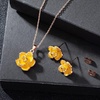 image:imageEVEVIC Rose Flower Necklace Earrings Set for Women 18K Gold Plated Hypoallergenic Jewelry SetsYellow