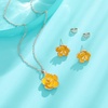 image:imageEVEVIC Rose Flower Necklace Earrings Set for Women 18K Gold Plated Hypoallergenic Jewelry SetsYellow