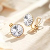 image:imageEVEVIC Round Austrian Crystal Clip On Earrings for Women  14K Gold PlatedSilicone Comfort PadPerfect for Dance Competitions and PromsGift Box IncludedWhite Clear