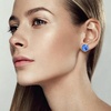 image:imageEVEVIC Round Austrian Crystal Clip On Earrings for Women  14K Gold PlatedSilicone Comfort PadPerfect for Dance Competitions and PromsGift Box IncludedBermuda Blue