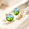 image:imageEVEVIC Round Austrian Crystal Clip On Earrings for Women  14K Gold PlatedSilicone Comfort PadPerfect for Dance Competitions and PromsGift Box IncludedRainbow
