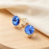 image:imageEVEVIC Round Austrian Crystal Clip On Earrings for Women  14K Gold PlatedSilicone Comfort PadPerfect for Dance Competitions and PromsGift Box IncludedBermuda Blue