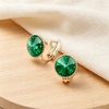 image:imageEVEVIC Round Austrian Crystal Clip On Earrings for Women  14K Gold PlatedSilicone Comfort PadPerfect for Dance Competitions and PromsGift Box IncludedEmerald Green