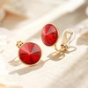 image:imageEVEVIC Round Austrian Crystal Clip On Earrings for Women  14K Gold PlatedSilicone Comfort PadPerfect for Dance Competitions and PromsGift Box IncludedRed