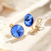 image:imageEVEVIC Round Austrian Crystal Clip On Earrings for Women  14K Gold PlatedSilicone Comfort PadPerfect for Dance Competitions and PromsGift Box IncludedBermuda Blue