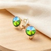 image:imageEVEVIC Round Austrian Crystal Clip On Earrings for Women  14K Gold PlatedSilicone Comfort PadPerfect for Dance Competitions and PromsGift Box IncludedRainbow