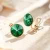 image:imageEVEVIC Round Austrian Crystal Clip On Earrings for Women  14K Gold PlatedSilicone Comfort PadPerfect for Dance Competitions and PromsGift Box IncludedEmerald Green