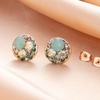 image:imageEVEVIC Round Austrian Crystal Colorful Stud Earrings for Women  14K GoldPlatedPlayful Colors Brighten Your LookS925 Sterling Silver PostGift Box IncludedFor Holiday Wear and GiftingGreen OpalAurora Borealis Crystal
