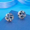 image:imageEVEVIC Round Austrian Crystal Colorful Stud Earrings for Women  14K GoldPlatedPlayful Colors Brighten Your LookS925 Sterling Silver PostGift Box IncludedFor Holiday Wear and GiftingBlue Main CrystalRose Goldtone