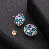 image:imageEVEVIC Round Austrian Crystal Colorful Stud Earrings for Women  14K GoldPlatedPlayful Colors Brighten Your LookS925 Sterling Silver PostGift Box IncludedFor Holiday Wear and GiftingPurple Main CrystalRose Goldtone
