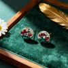 image:imageEVEVIC Round Austrian Crystal Colorful Stud Earrings for Women  14K GoldPlatedPlayful Colors Brighten Your LookS925 Sterling Silver PostGift Box IncludedFor Holiday Wear and GiftingChristmas Glow