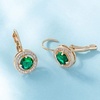 image:imageEVEVIC Round Austrian Crystal Halo Drop Earrings for Women Leverback  14K Rose GoldPlated Brass ProngSet Faceted Center Sparkling Accent Border Secure EasyOn Closure DayToEvening StyleGreen