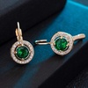 image:imageEVEVIC Round Austrian Crystal Halo Drop Earrings for Women Leverback  14K Rose GoldPlated Brass ProngSet Faceted Center Sparkling Accent Border Secure EasyOn Closure DayToEvening StyleGreen