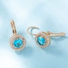 image:imageEVEVIC Round Austrian Crystal Halo Drop Earrings for Women Leverback  14K Rose GoldPlated Brass ProngSet Faceted Center Sparkling Accent Border Secure EasyOn Closure DayToEvening StyleLight Blue