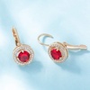 image:imageEVEVIC Round Austrian Crystal Halo Drop Earrings for Women Leverback  14K Rose GoldPlated Brass ProngSet Faceted Center Sparkling Accent Border Secure EasyOn Closure DayToEvening StyleRed