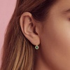 image:imageEVEVIC Round Austrian Crystal Halo Drop Earrings for Women Leverback  14K Rose GoldPlated Brass ProngSet Faceted Center Sparkling Accent Border Secure EasyOn Closure DayToEvening StyleGreen