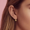 image:imageEVEVIC Round Austrian Crystal Halo Drop Earrings for Women Leverback  14K Rose GoldPlated Brass ProngSet Faceted Center Sparkling Accent Border Secure EasyOn Closure DayToEvening StyleTopaz