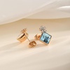 image:imageEVEVIC Square Austrian Crystal Flower Stud Earrings for Women 925 Sterling Silver Post with 14K Gold Plated Hypoallergenic Jewelry GiftAquamarine