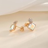 image:imageEVEVIC Square Austrian Crystal Flower Stud Earrings for Women 925 Sterling Silver Post with 14K Gold Plated Hypoallergenic Jewelry GiftAurora Borealis