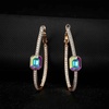 image:imageEVEVIC Stunning Austrian Crystal Big Oval Hoop Earrings for Women Fashion 14K Gold Plated Hypoallergenic Jewelry GiftAurora Borealis