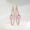 image:imageEVEVIC Stunning Austrian Crystal Big Oval Hoop Earrings for Women Fashion 14K Gold Plated Hypoallergenic Jewelry GiftRose Pink