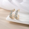 image:imageEVEVIC Stunning Multicolor Austrian Crystal Chunky Hoop Earrings for Women 14K Gold Plated Hypoallergenic Half Hoop Earring Trendy Jewelry GiftAquamarine Main CrystalGoldTone