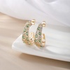 image:imageEVEVIC Stunning Multicolor Austrian Crystal Chunky Hoop Earrings for Women 14K Gold Plated Hypoallergenic Half Hoop Earring Trendy Jewelry GiftGreen Main CrystalGoldTone