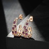image:imageEVEVIC Stunning Multicolor Austrian Crystal Chunky Hoop Earrings for Women 14K Gold Plated Hypoallergenic Half Hoop Earring Trendy Jewelry GiftPurple Main CrystalGoldTone