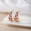 image:imageEVEVIC Stunning Multicolor Austrian Crystal Chunky Hoop Earrings for Women 14K Gold Plated Hypoallergenic Half Hoop Earring Trendy Jewelry GiftRed Main CrystalGoldTone