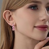image:imageEVEVIC Stunning Multicolor Austrian Crystal Chunky Hoop Earrings for Women 14K Gold Plated Hypoallergenic Half Hoop Earring Trendy Jewelry GiftRose Pink Main CrystalGoldTone