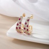 image:imageEVEVIC Stunning Multicolor Austrian Crystal Chunky Hoop Earrings for Women 14K Gold Plated Hypoallergenic Half Hoop Earring Trendy Jewelry GiftRose Pink Main CrystalGoldTone