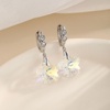 image:imageEVEVIC Trendy Austrian Crystal Flower Drop Leverback Earrings for Women 14k White Gold Plated Huggie Earring Hypoallergenic Jewelry GiftAurora Borealis