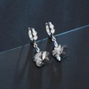 image:imageEVEVIC Trendy Austrian Crystal Flower Drop Leverback Earrings for Women 14k White Gold Plated Huggie Earring Hypoallergenic Jewelry GiftBlack