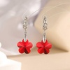image:imageEVEVIC Trendy Austrian Crystal Flower Drop Leverback Earrings for Women 14k White Gold Plated Huggie Earring Hypoallergenic Jewelry GiftRed