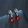 image:imageEVEVIC Trendy Austrian Crystal Flower Drop Leverback Earrings for Women 14k White Gold Plated Huggie Earring Hypoallergenic Jewelry GiftRed
