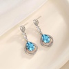 image:imageEVEVIC Trendy Austrian Crystal Teardrop Halo Hollow Drop Earrings for Women 14K Gold Plated Dangle Earring Hypoallergenic Jewelry GiftAquamarine