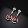 image:imageEVEVIC Trendy Austrian Crystal Teardrop Halo Hollow Drop Earrings for Women 14K Gold Plated Dangle Earring Hypoallergenic Jewelry GiftRed