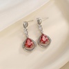 image:imageEVEVIC Trendy Austrian Crystal Teardrop Halo Hollow Drop Earrings for Women 14K Gold Plated Dangle Earring Hypoallergenic Jewelry GiftRed