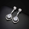 image:imageEVEVIC Trendy Austrian Crystal Teardrop Halo Hollow Drop Earrings for Women 14K Gold Plated Dangle Earring Hypoallergenic Jewelry GiftWhite Clear