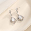 image:imageEVEVIC Trendy Austrian Crystal Teardrop Halo Hollow Drop Earrings for Women 14K Gold Plated Dangle Earring Hypoallergenic Jewelry GiftWhite Clear