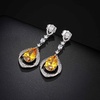image:imageEVEVIC Trendy Austrian Crystal Teardrop Halo Hollow Drop Earrings for Women 14K Gold Plated Dangle Earring Hypoallergenic Jewelry GiftYellow Gold