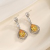 image:imageEVEVIC Trendy Austrian Crystal Teardrop Halo Hollow Drop Earrings for Women 14K Gold Plated Dangle Earring Hypoallergenic Jewelry GiftYellow Gold