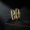 image:imageHeart Austrian Crystal Oval U Hoop Earrings for Women 14K Gold Plated Chunky Gold Rectangle Hoop Earrings Hypoallergenic Jewelry GiftGreen