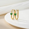 image:imageHeart Austrian Crystal Oval U Hoop Earrings for Women 14K Gold Plated Chunky Gold Rectangle Hoop Earrings Hypoallergenic Jewelry GiftGreen