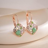 image:imageMulticolored Austrian Crystal Square Drop Leverback Earrings for Women 14K Gold Plated Huggie Earrings Hypoallergenic JewelryGreen OpalAurora Borealis Crystal