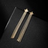 image:imageStainless Steel Cross Long Tassel Dangle Earrings for Women Fashion 14K Gold Plated Hypoallergenic Statement Jewelry GiftGold