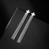 image:imageStainless Steel Cross Long Tassel Dangle Earrings for Women Fashion 14K Gold Plated Hypoallergenic Statement Jewelry GiftSilver