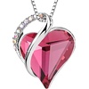 image:imageTrendy Austrian Crystal Heart Drop Leverback Earrings and Pendant Necklace for Women 14K Rose Gold Plated Hypoallergenic Jewelry Gifts