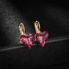 image:imageTrendy Austrian Crystal Heart Drop Leverback Earrings and Pendant Necklace for Women 14K Rose Gold Plated Hypoallergenic Jewelry Gifts
